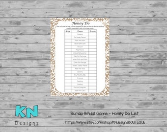 instant download printable sheet: honey do list