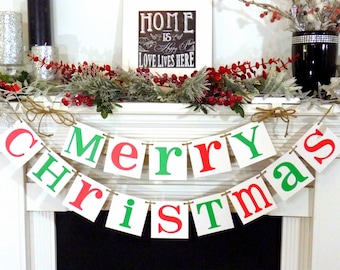 Christmas Banner-MERRY CHRISTMAS Banner-Christmas Holiday Dectorations- Christmas Card Photo Prop