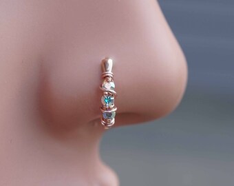 Rose Gold Boho Nose Ring AB Nose Hoop Nose Piercing