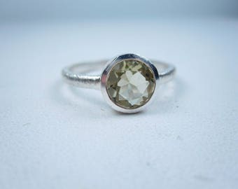 Sterling Silver Ring with Citrine and Brushed Finish Size 9 0492