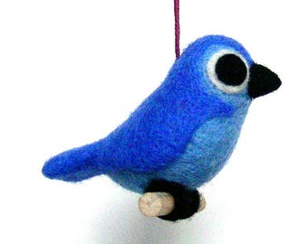 Royal Blue Bird felted. By LaPoissonnerie