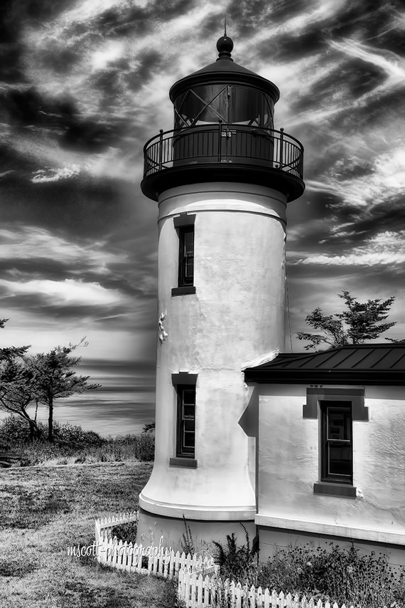 Lighthouse Print Whidbey Island Black & White Wall Art