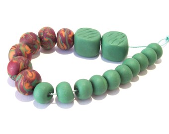 NOW ON SALE Handmade Polymer Clay Bead Set