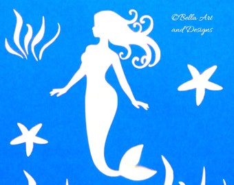 Mermaid stencil | Etsy