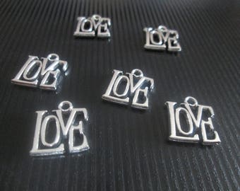 10 charms LOVE silver-plated 14 x 13 mm