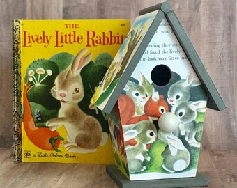 Vintage Little Golden Book Lively Little Rabbit Birdhouse