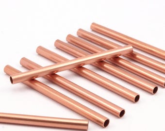 Copper Tube Beads - 12 Raw Copper Tubes (4x60mm) D476