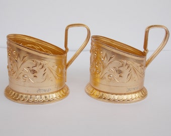Vintage glass holder Hot drink holders Podstakannik Russi0an Russian tea holders Soviet kitchenware soviet USSR vintage Tea glass holder