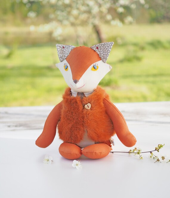 Fox cloth doll. Baby fox toy. Stuffed toy Joyful Fox in furry