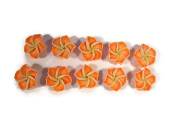 12 mm Polymer Clay Plumeria Flowers Set of 10 (MP3)