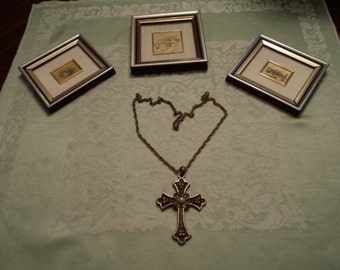 Large Bronzetone Cross and Chain