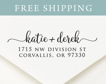 Custom Address Stamp, Self Ink Return Address Stamp, Personalized Address Stamp, Self Ink Custom Address Stamp, Calligraphy Waves (S5510)