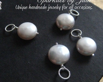 Coin Pearl Pendant, freshwater pearl in sterling silver, Gemstone pendant, Interchangable pendant, Slider, Pearl Dangle