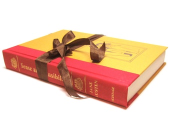 Sense and Sensibility by Jane Austen, The Heritage Press Boxed Edition, Vintage Book, Mustard and Red Book Decor