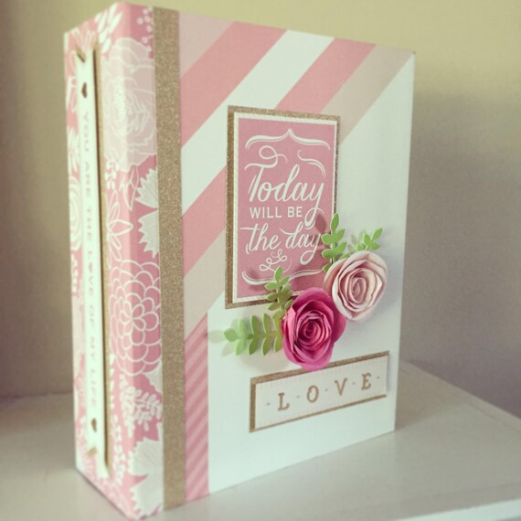 Items similar to WEDDING ALBUM SCRAPBOOK Pink and Gold Mini Album