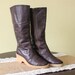 Vintage Women's Winter Boots, Never Used Warm Boots,Platform Boots, Euro 39 or US 8 Boots, Dark Brown/ Purple Boots, Leather Boots, Zipper