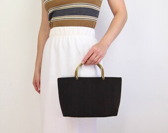 VINTAGE 1940s Handbag Black Corde Purse