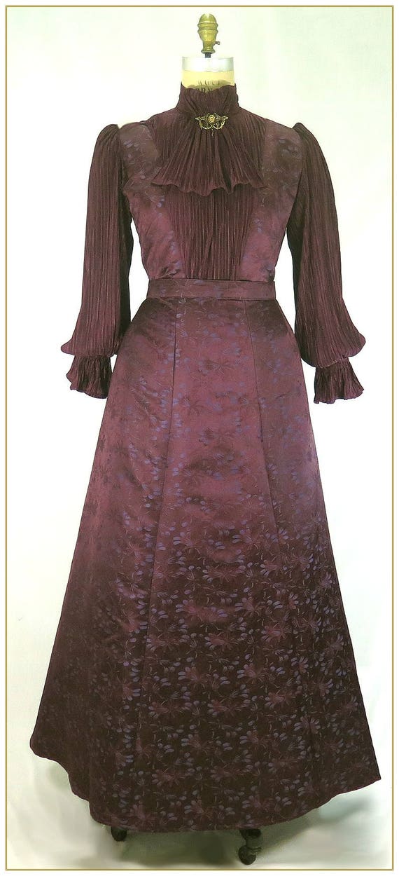 Downton Abbey Inspired Dresses Plum Brocade Victorian Skirt $92.00 AT vintagedancer.com