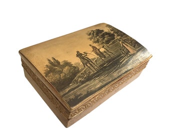 Borghese Chalkware Trinket Box Equestrian / Borghese Horse Riding Box / Equestrian Trinket Jewelry Box/ Dressing Table Box / Gold Gilt Box