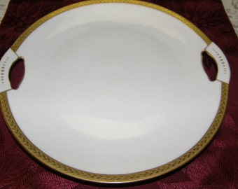 Royal Bayreuth Gold Encrusted Laurel Leaf Handled Cake Plate