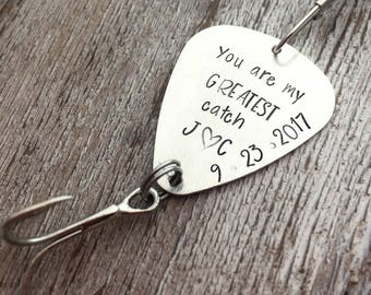 Valentine's Day Gift for him - Personalized Fishing Lure - My Greatest Catch - Wedding - Groom Gift - Anniversary Gift for Him - Fishing
