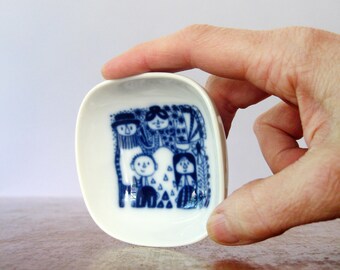 Mid Century Porsgrund Old Family Pin Dish - Odegaard / Galaaen Cobalt Blue Decor