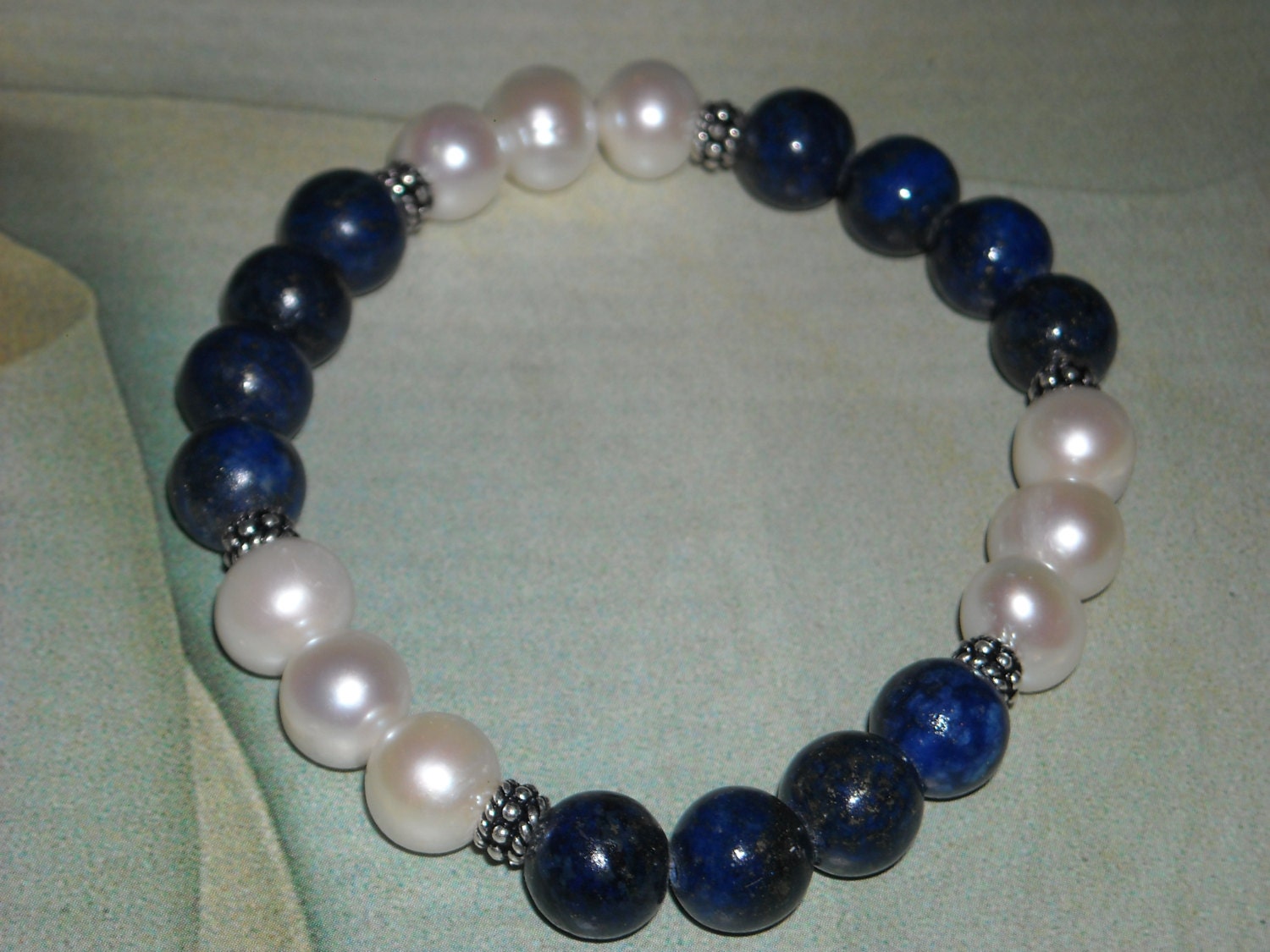 Lapis And Freshwater Pearl Stretch Bracelet Lapis Bracelet