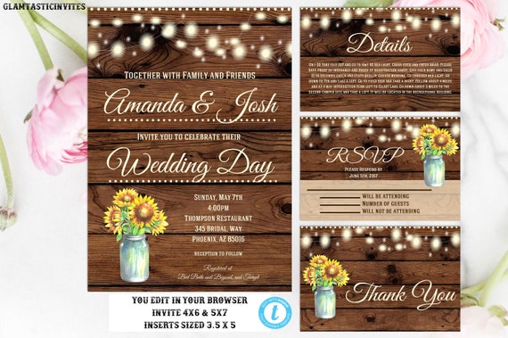 Rustic Wedding Invitation Printable Country Wedding