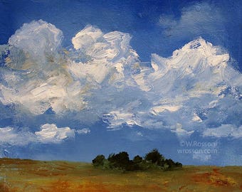 Squared Canvas, Landscape Painting, Unique Size, Trees, Blue Sky, Cloud Painting, Winjimir, Home Decor, Office, Wall Art, Gift, 9x9, Art