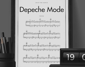 Depeche Mode Poster, Enjoy The Silence Song Music Notes Poster , Black & White Minimal Print Poster, Minimal Graphics, Music Poster