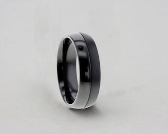 Black Zirconium Ring, Black Wedding Band, Black Zirconium Wedding Band, Wedding Band, Mens Wedding Ring