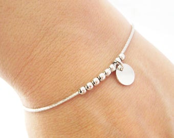 Bracelet round coin beads in Silver 925/1000