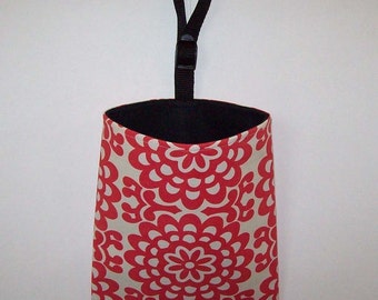 Car Litter Bag // New Stay Open Design !// Auto Litter Bag // Auto Trash Bag // Amy Butler Wall Flower - Cherry Red