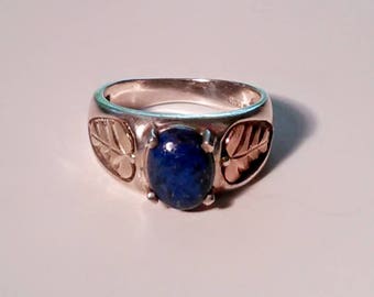 Vintage Sterling Silver, Gold, and Lapis Lazuli RIng
