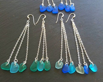 Beach Glass Earrings Sea Glass Earrings Sea Glass Jewelry Beach Glass Mermaid Jewelry Beach Wedding Jewelry Bridesmaid Silver Earrings