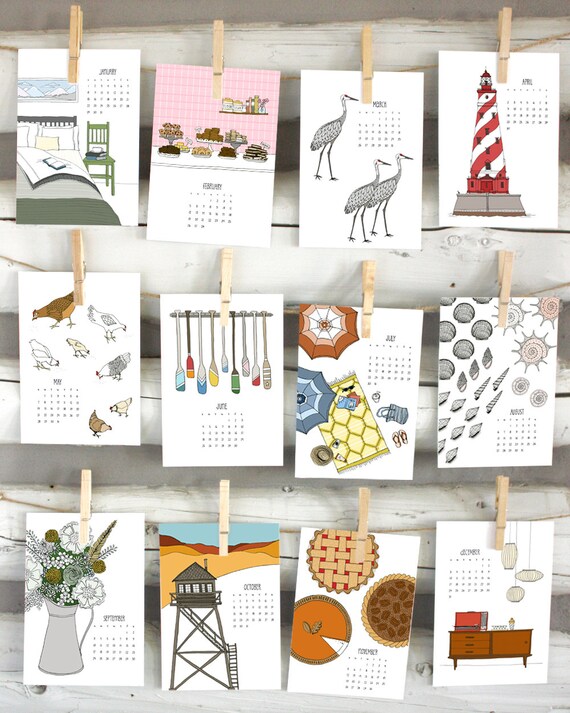 Items similar to SALE 50 OFF 2017 illustrated calendar, illustrated