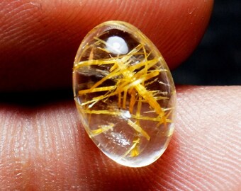 Natural Golden Rutilated Quartz Cabochon 12x8x6 mm