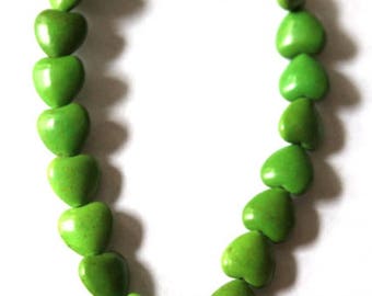 Green Turquoise Magnesite Heart Beads