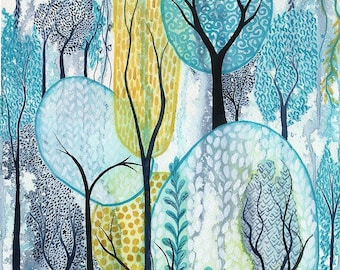 Cascading - Original watercolour abstract garden painting