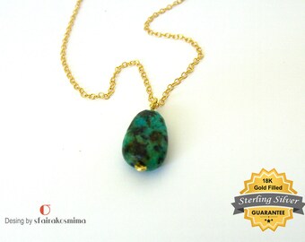 Turquoise Necklace, 18K Gold Filled Chain, Single Turquoise Necklace, Gold Turquoise, Delicate Turquoise Pendant, Perfect Gift