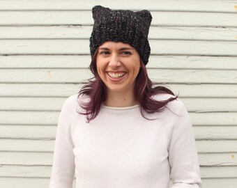 Hand knit cat hat
