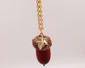 Nut "Goldnuts" Genuine acorn necklace gold