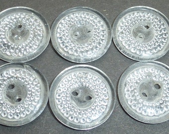 6 sparkly Vintage Czech Glass Buttons 1.3cm or 1.8cm