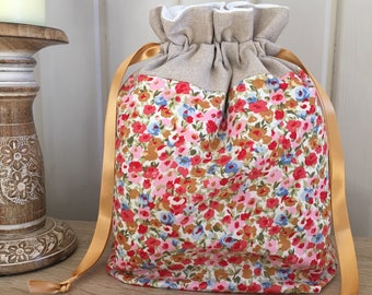 Sock knitting / crochet project bag - floral