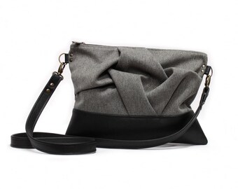 Gray Cross Body Bag, Vegan Messenger Bag Women, Faux Leather Bag, Vegan Crossbody Purse, Sac Vegan, Small Messenger Bag, Vegan Handbag