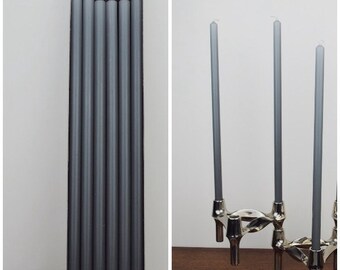 Set 12 Candles grey * 11.8" long * Ø 0.5" * 30cm * suitable for BMF * NAGEL * QUIST stackable Candle Holders * Mid Century Home
