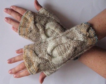 Fingerless Gloves Mittens Beige Milk White Cream Wrist Warmers Knit
