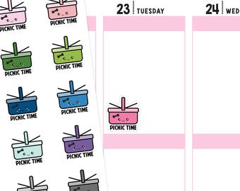 Kawaii Picnic Planner Stickers, Picnic Stickers, Kawaii Stickers, Kawaii Picnic Stickers, Cute Stickers