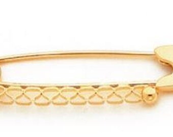 14K Solid Gold Safety Pin. White Gold. Rose Gold. Yellow Gold.