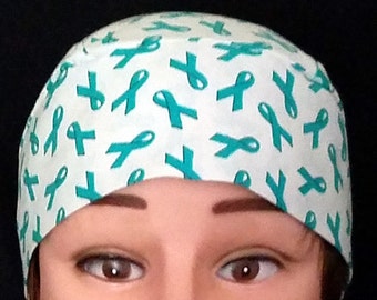 Handmade Ovarian Cancer Chemo Cap, Hair Loss, Bandanna, Head Cover, Head Wrap, Hat, Bald, Do Rag, motorcycle, helmet liner, skull cap, Caps